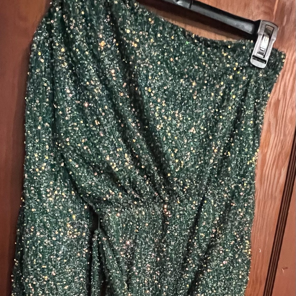 Green sequin jumpsuit from fashion nova